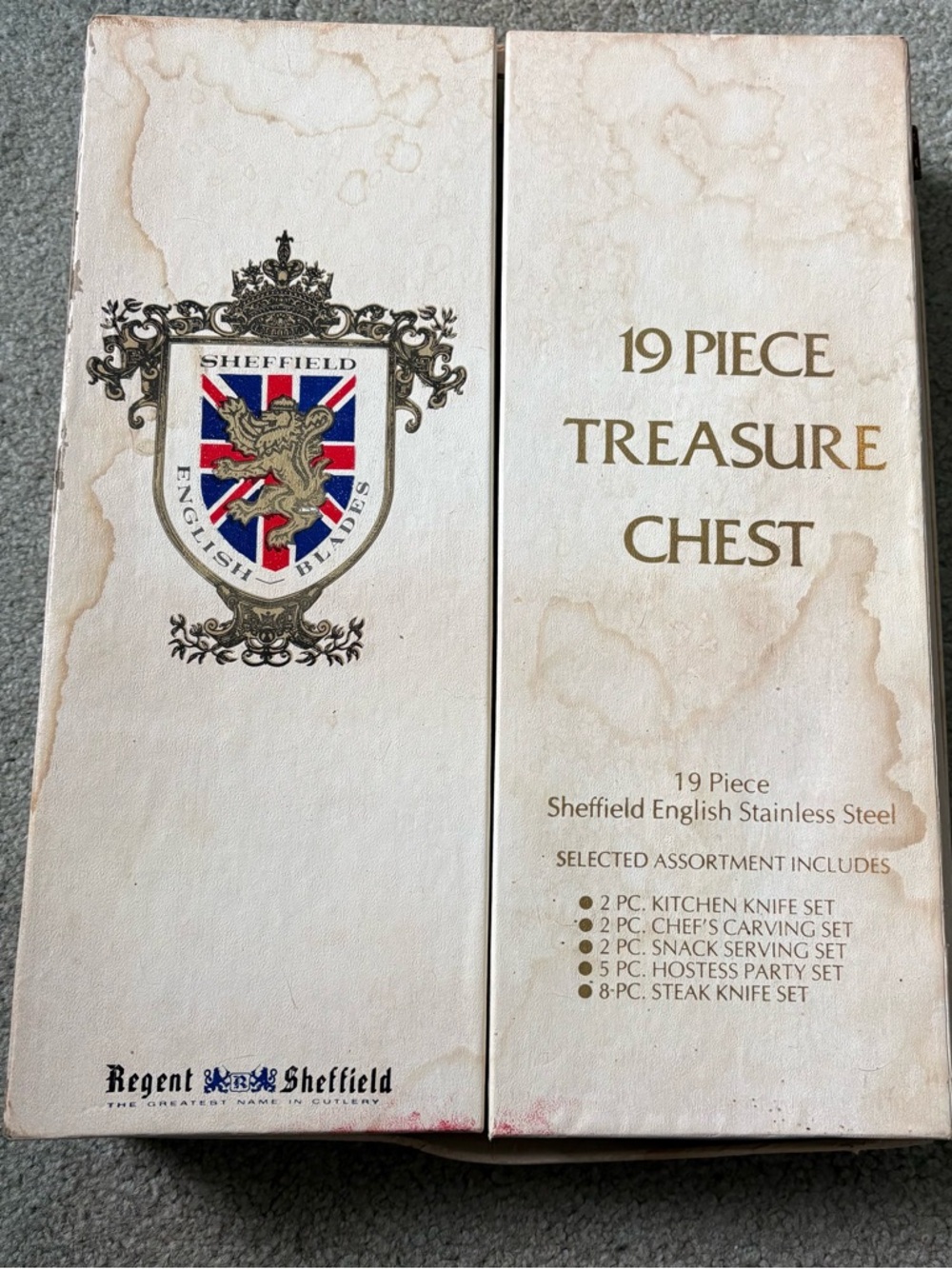 Regent Sheffield Stainless Steel 19 Pc Treasure Chest Knife Set Never Used Vntg